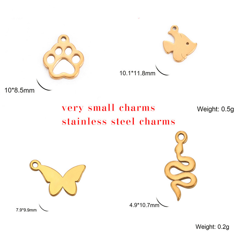 EUEAVAN 5db Animal Charm rozsdamentes acél bűbáj ékszerkészítéshez Kutya Mancs Medve Hal Lóhere Medál Karkötők Barkács kiegészítők