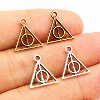 100 τμχ Charms Triangle 13x12mm Αντίκα μενταγιόν, Vintage Θιβετιανό Μπρονζέ Ασημί χρώμα, DIY Για Βραχιόλι Κολιέ