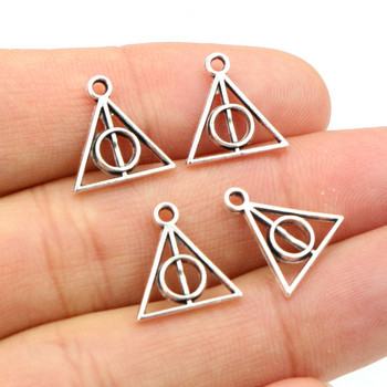 100 τμχ Charms Triangle 13x12mm Αντίκα μενταγιόν, Vintage Θιβετιανό Μπρονζέ Ασημί χρώμα, DIY Για Βραχιόλι Κολιέ