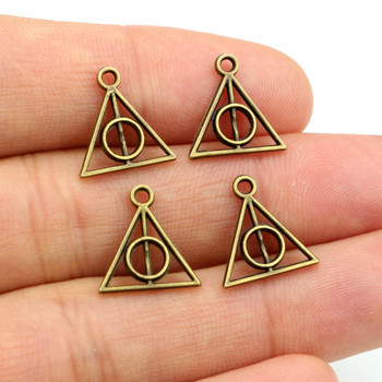 100 τμχ Charms Triangle 13x12mm Αντίκα μενταγιόν, Vintage Θιβετιανό Μπρονζέ Ασημί χρώμα, DIY Για Βραχιόλι Κολιέ