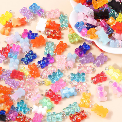 30 χρώματα 10 τμχ 22Χ11 χιλιοστά Candy Color Gummy Mini Bear Charms for Making Cute Earrings Κρεμαστό κολιέ DIY Creative Jewelry Finding