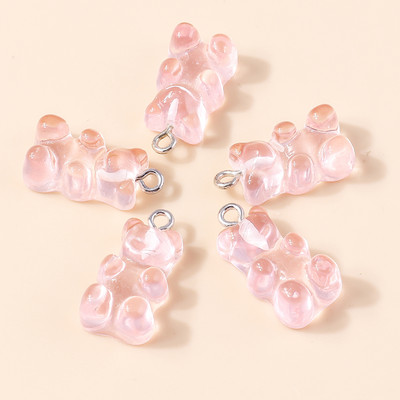 30 de culori 10 buc 22 x 11 mm Mini ursuleț de gumă de culoare bomboană pentru realizarea de cercei drăguți, colier cu pandantiv, găsire de bijuterii creative DIY