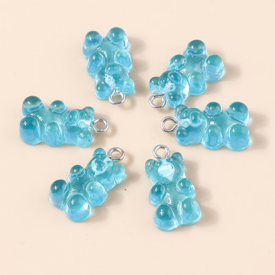 30 de culori 10 buc 22 x 11 mm Mini ursuleț de gumă de culoare bomboană pentru realizarea de cercei drăguți, colier cu pandantiv, găsire de bijuterii creative DIY