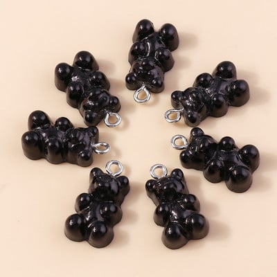 30 de culori 10 buc 22 x 11 mm Mini ursuleț de gumă de culoare bomboană pentru realizarea de cercei drăguți, colier cu pandantiv, găsire de bijuterii creative DIY