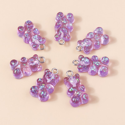 30 de culori 10 buc 22 x 11 mm Mini ursuleț de gumă de culoare bomboană pentru realizarea de cercei drăguți, colier cu pandantiv, găsire de bijuterii creative DIY