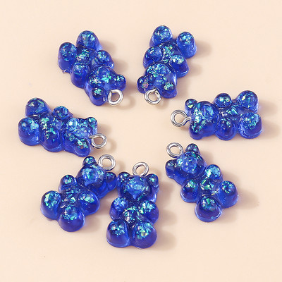 30 de culori 10 buc 22 x 11 mm Mini ursuleț de gumă de culoare bomboană pentru realizarea de cercei drăguți, colier cu pandantiv, găsire de bijuterii creative DIY