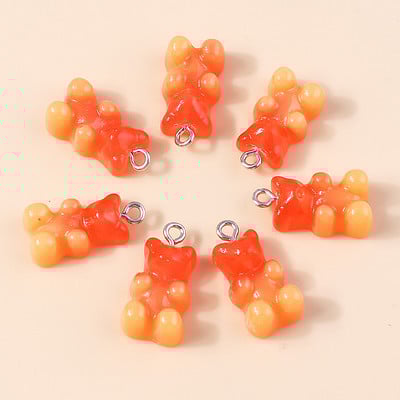30 de culori 10 buc 22 x 11 mm Mini ursuleț de gumă de culoare bomboană pentru realizarea de cercei drăguți, colier cu pandantiv, găsire de bijuterii creative DIY