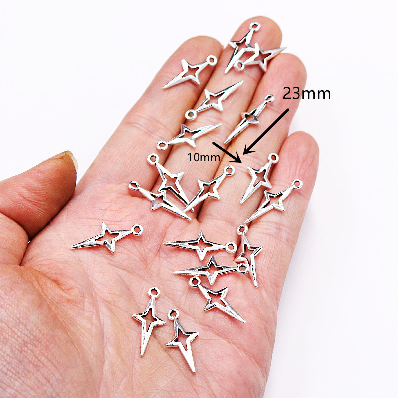 50 buc. Pandantive Polaris placate cu argint, cercei pop, brăţară, accesorii metalice, brelocuri pentru bijuterii, obiecte de artizanat, 23*10 mm A227