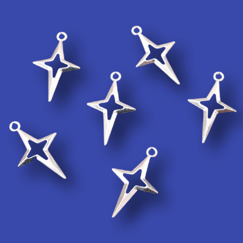 50 buc. Pandantive Polaris placate cu argint, cercei pop, brăţară, accesorii metalice, brelocuri pentru bijuterii, obiecte de artizanat, 23*10 mm A227