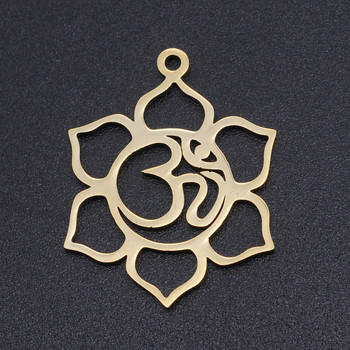 5 бр./лот Flower of Life DIY Charms Търговия на едро с 316 неръждаема стомана Yoga Lotus Connectors Charm Om Hansa Hand Jewelry Pendant