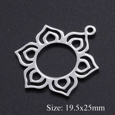 5 bucăți/lot Floarea Vieții Brelocuri DIY Comerț cu ridicata 316 Conectori Yoga Lotus din oțel inoxidabil Charm Om Hansa Bijuterii de mână Pandantiv
