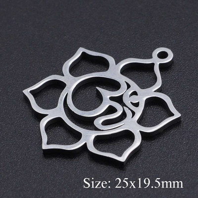 5 bucăți/lot Floarea Vieții Brelocuri DIY Comerț cu ridicata 316 Conectori Yoga Lotus din oțel inoxidabil Charm Om Hansa Bijuterii de mână Pandantiv