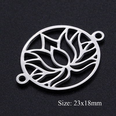 5 bucăți/lot Floarea Vieții Brelocuri DIY Comerț cu ridicata 316 Conectori Yoga Lotus din oțel inoxidabil Charm Om Hansa Bijuterii de mână Pandantiv