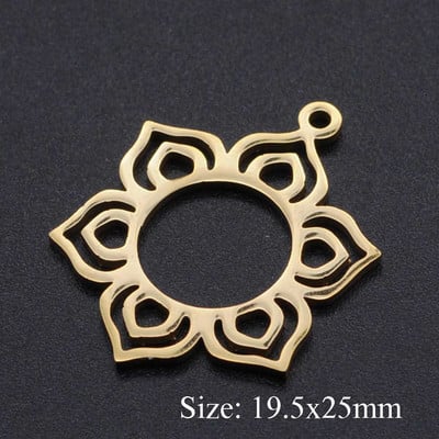 5 bucăți/lot Floarea Vieții Brelocuri DIY Comerț cu ridicata 316 Conectori Yoga Lotus din oțel inoxidabil Charm Om Hansa Bijuterii de mână Pandantiv