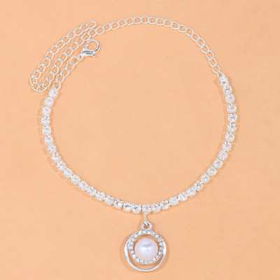 Stonefans Boho Strass Lanț rotund pandantiv gleznă brățară pentru femei vară plajă perle gleznă brățară pe picior lanț bijuterii