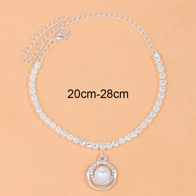 Stonefans Boho Strass Lanț rotund pandantiv gleznă brățară pentru femei vară plajă perle gleznă brățară pe picior lanț bijuterii