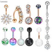 Leosoxs 10 bucăți de inel ombilical combinație stil de litoral lung perla inel pentru buric unghii ombilical set de vânzare cald