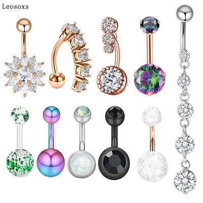 Leosoxs 10 bucăți de inel ombilical combinație stil de litoral lung perla inel pentru buric unghii ombilical set de vânzare cald