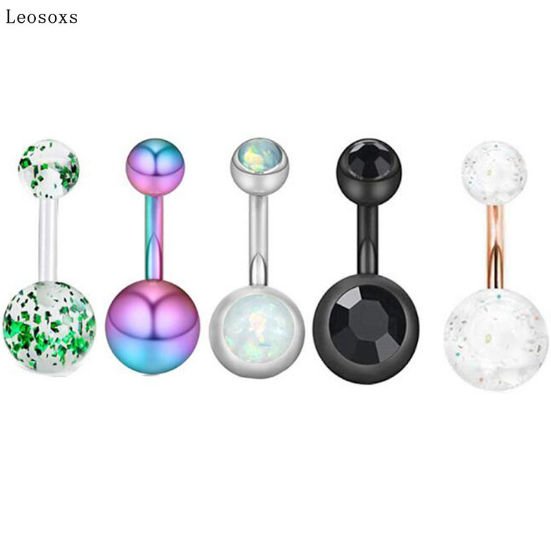 Leosoxs 10 bucăți de inel ombilical combinație stil de litoral lung perla inel pentru buric unghii ombilical set de vânzare cald