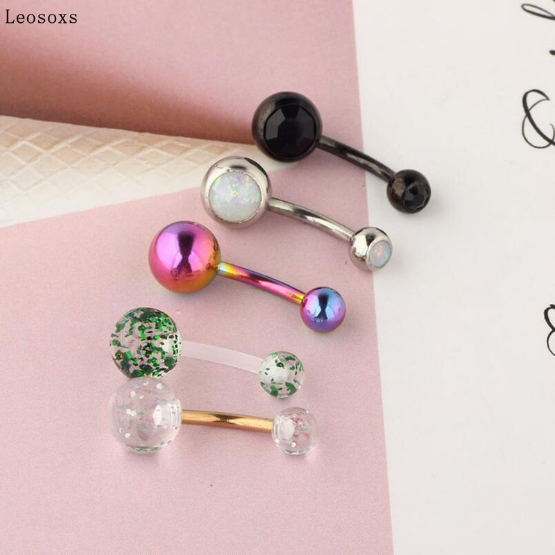 Leosoxs 10 bucăți de inel ombilical combinație stil de litoral lung perla inel pentru buric unghii ombilical set de vânzare cald