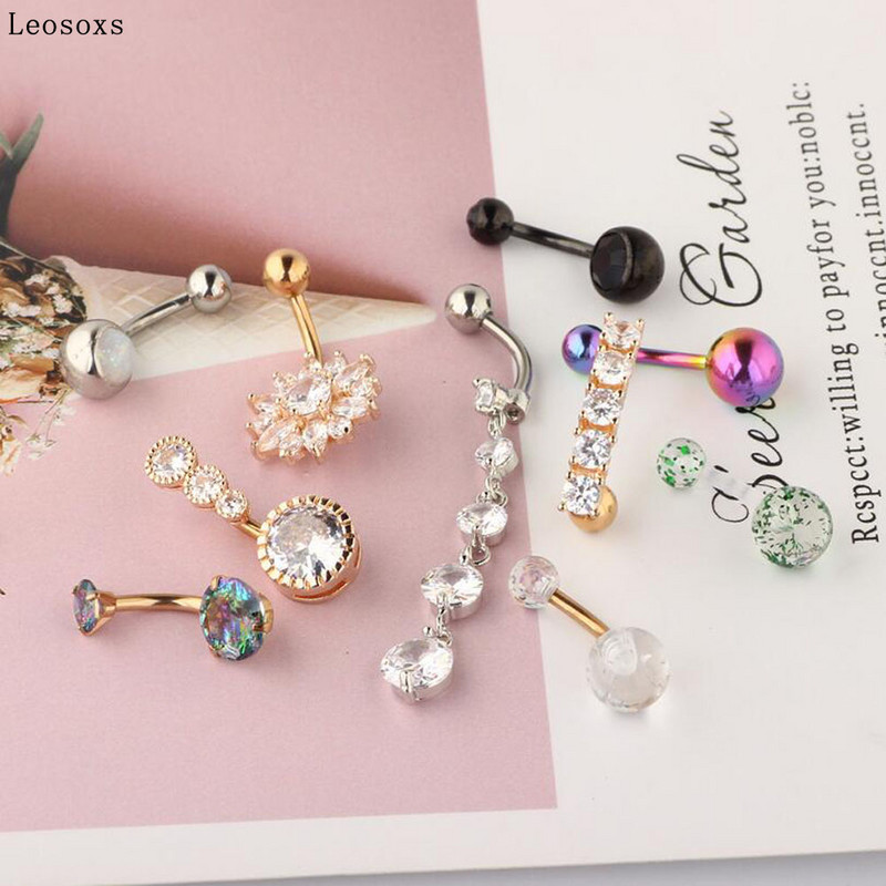 Leosoxs 10 bucăți de inel ombilical combinație stil de litoral lung perla inel pentru buric unghii ombilical set de vânzare cald