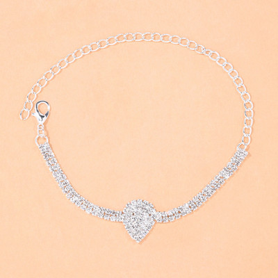 Stonefans Boho Bling Brățară de gleznă cu lanț de strass complet pentru femei, la modă, cu strat dublu, gleznă cu frunze, lanț pentru picioare, bijuterii, cadou