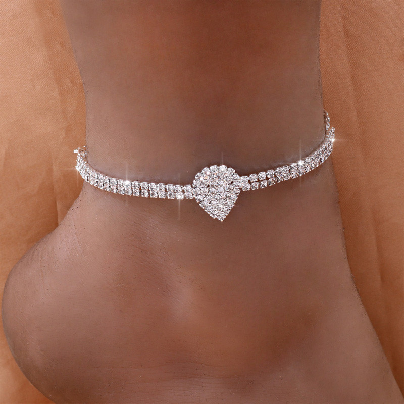 Stonefans Boho Bling Brățară de gleznă cu lanț de strass complet pentru femei, la modă, cu strat dublu, gleznă cu frunze, lanț pentru picioare, bijuterii, cadou