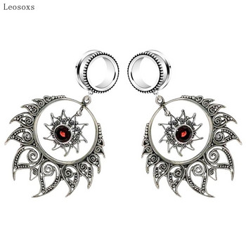 Leosoxs 2pcs Fashion Exaggerated Retro Hinduism Shiva\'s Fire Ear Expander Pulley Ear Expander Piercing Jewelry