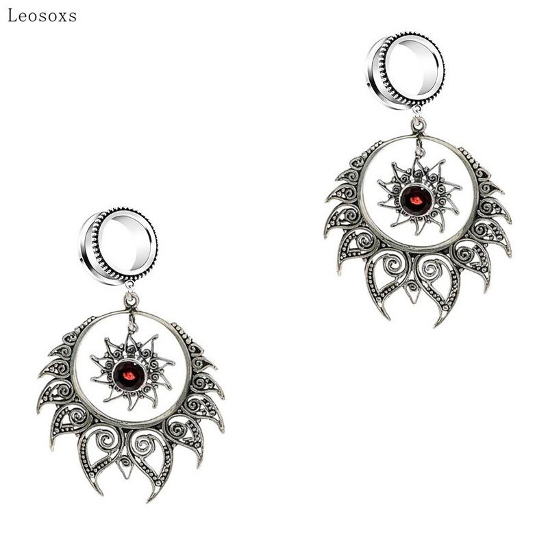 Leosoxs 2 bucăți de modă exagerat retro hinduism Shiva's Fire urechi expansor scripete ureche expansor piercing bijuterii