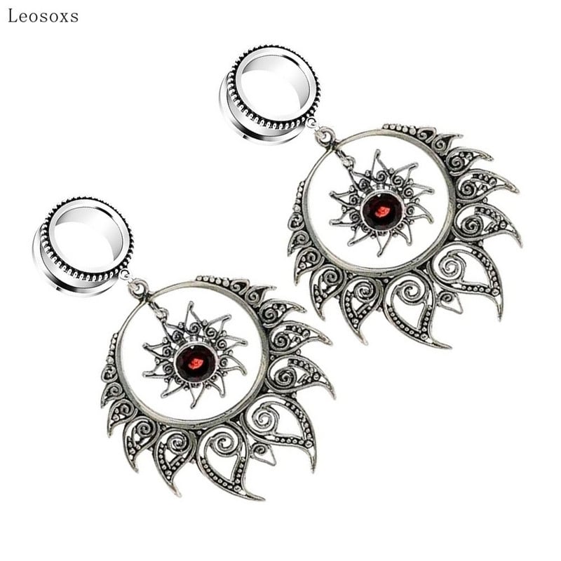 Leosoxs 2 bucăți de modă exagerat retro hinduism Shiva's Fire urechi expansor scripete ureche expansor piercing bijuterii