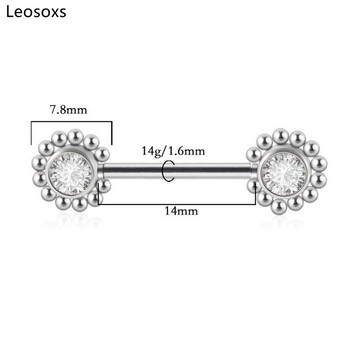 Leosoxs 1 чифт Кръгли пръстени за зърна от неръждаема стомана Пръстен за език Пиърсинг 14G Бижута за тяло Пръстени с щанга за жени модни бижута