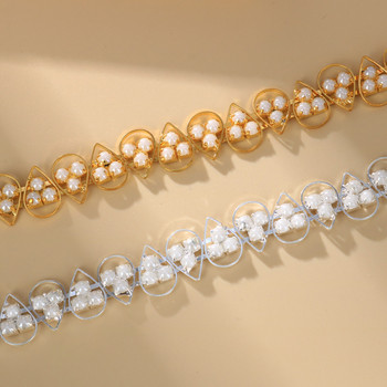 Stonefans Bohemian Jewelry Beads Chain Anklet Гривна за жени Мода Pearl Triangle Anklet Крак Верига Аксесоари за бижута