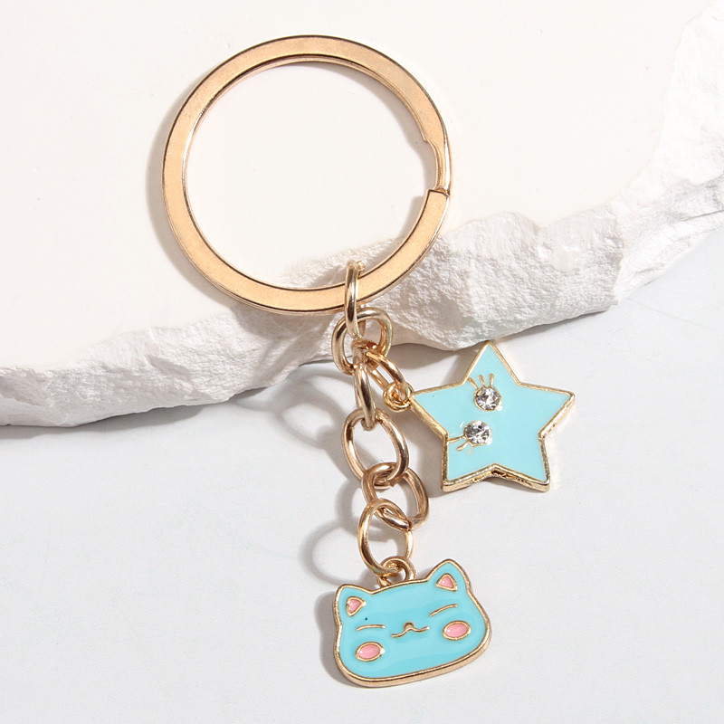 Breloc drăguț emailat, ochi de stea, breloc de pisică, breloc cu animale, cadou de suvenir pentru femei, bărbați, accesoriu pentru geantă, chei de mașină, bijuterii DIY