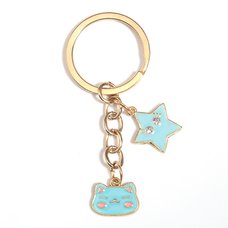 Breloc drăguț emailat, ochi de stea, breloc de pisică, breloc cu animale, cadou de suvenir pentru femei, bărbați, accesoriu pentru geantă, chei de mașină, bijuterii DIY
