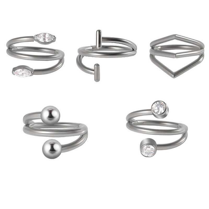 Leosoxs 1 buc. G23 titan Bend inel închis pentru nas Pachet cu bile rotunde Drill ureche inel oase piercing urechi ornamente