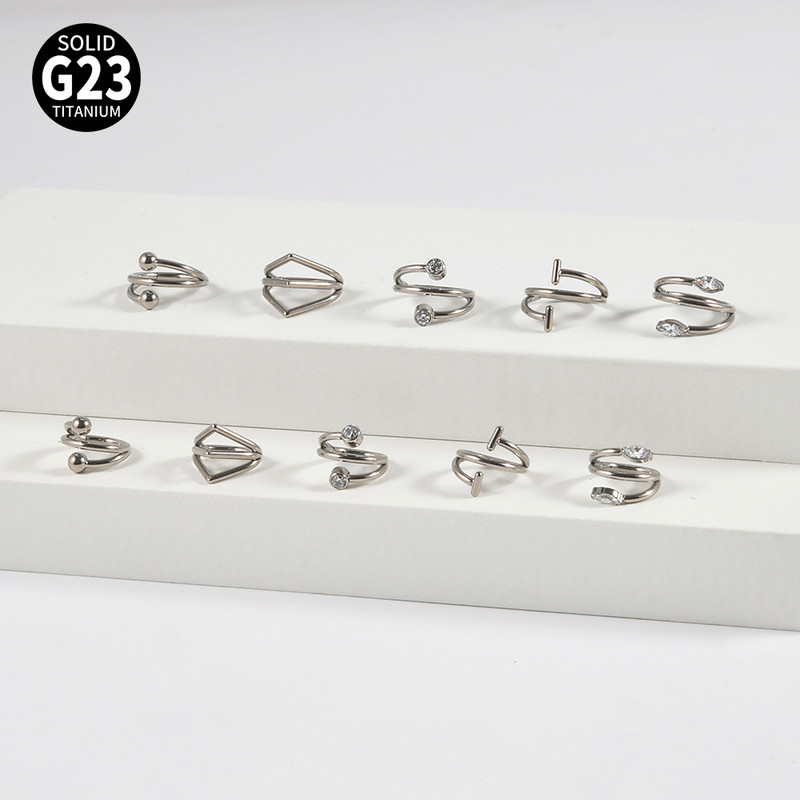 Leosoxs 1 buc. G23 titan Bend inel închis pentru nas Pachet cu bile rotunde Drill ureche inel oase piercing urechi ornamente