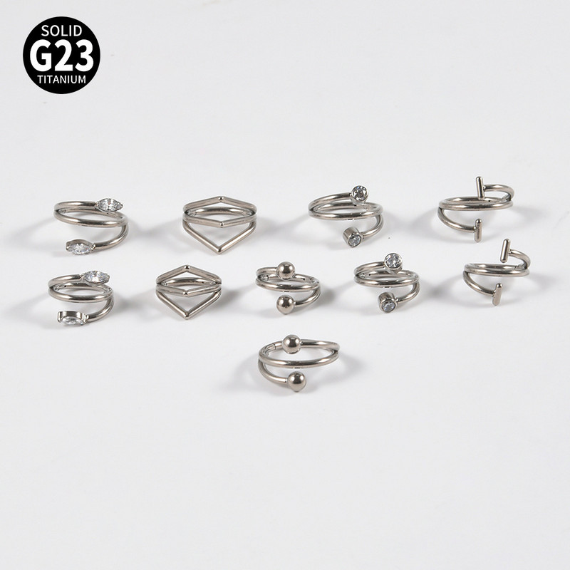 Leosoxs 1 buc. G23 titan Bend inel închis pentru nas Pachet cu bile rotunde Drill ureche inel oase piercing urechi ornamente