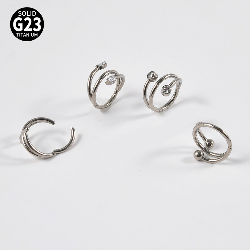 Leosoxs 1 buc. G23 titan Bend inel închis pentru nas Pachet cu bile rotunde Drill ureche inel oase piercing urechi ornamente