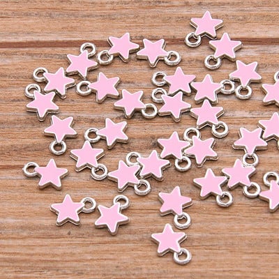 50 buc 2 stiluri 6*8mm 9 culori aliaj metal picătură ulei stele mici Breloc KC aur pandantiv pentru bricolaj brățară colier bijuterii