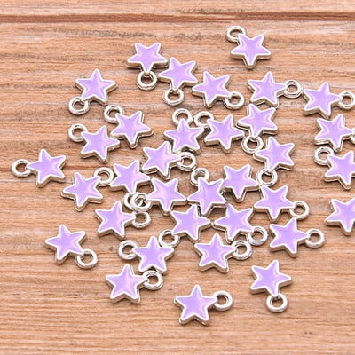 50 buc 2 stiluri 6*8mm 9 culori aliaj metal picătură ulei stele mici Breloc KC aur pandantiv pentru bricolaj brățară colier bijuterii