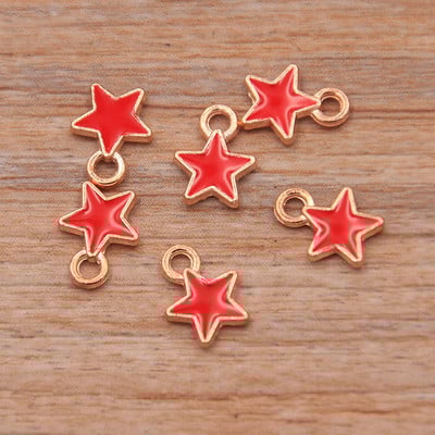 50 buc 2 stiluri 6*8mm 9 culori aliaj metal picătură ulei stele mici Breloc KC aur pandantiv pentru bricolaj brățară colier bijuterii