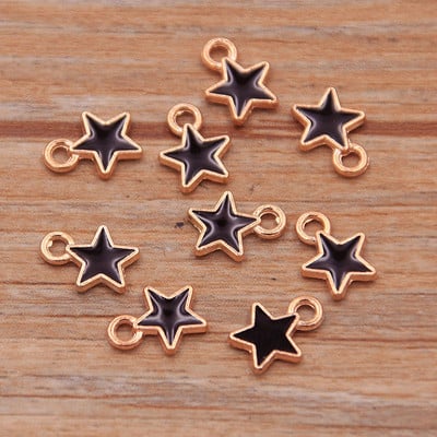 50 buc 2 stiluri 6*8mm 9 culori aliaj metal picătură ulei stele mici Breloc KC aur pandantiv pentru bricolaj brățară colier bijuterii