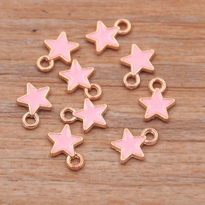 50 buc 2 stiluri 6*8mm 9 culori aliaj metal picătură ulei stele mici Breloc KC aur pandantiv pentru bricolaj brățară colier bijuterii