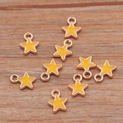 50 buc 2 stiluri 6*8mm 9 culori aliaj metal picătură ulei stele mici Breloc KC aur pandantiv pentru bricolaj brățară colier bijuterii