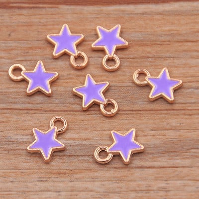 50 buc 2 stiluri 6*8mm 9 culori aliaj metal picătură ulei stele mici Breloc KC aur pandantiv pentru bricolaj brățară colier bijuterii