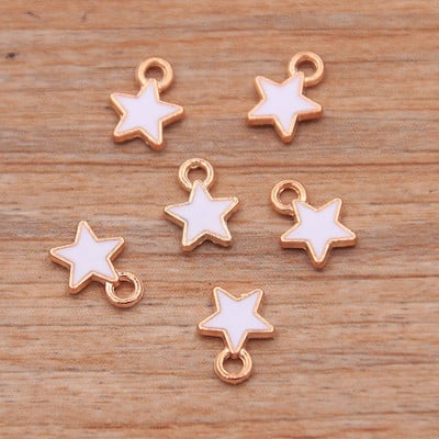 50 buc 2 stiluri 6*8mm 9 culori aliaj metal picătură ulei stele mici Breloc KC aur pandantiv pentru bricolaj brățară colier bijuterii