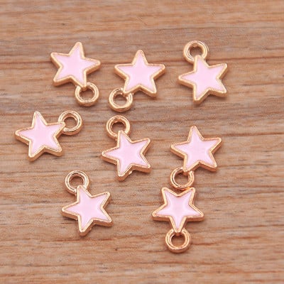 50 buc 2 stiluri 6*8mm 9 culori aliaj metal picătură ulei stele mici Breloc KC aur pandantiv pentru bricolaj brățară colier bijuterii