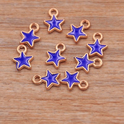 50 buc 2 stiluri 6*8mm 9 culori aliaj metal picătură ulei stele mici Breloc KC aur pandantiv pentru bricolaj brățară colier bijuterii