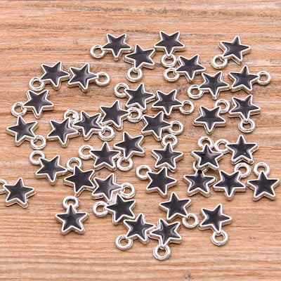 50 buc 2 stiluri 6*8mm 9 culori aliaj metal picătură ulei stele mici Breloc KC aur pandantiv pentru bricolaj brățară colier bijuterii