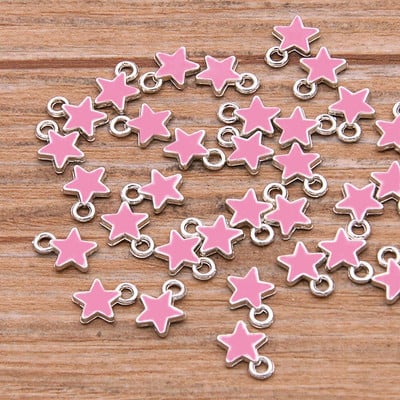 50 buc 2 stiluri 6*8mm 9 culori aliaj metal picătură ulei stele mici Breloc KC aur pandantiv pentru bricolaj brățară colier bijuterii